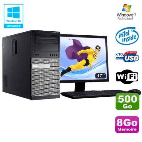 Lot PC Tour Dell 790 G630 2.7Ghz 8Go Disque 500Go DVD WIFI Win 7 + Ecran 17"