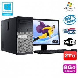 Lot PC Tour Dell 790 G630 2.7Ghz 8Go Disque 2000Go DVD WIFI Win 7 + Ecran 17"