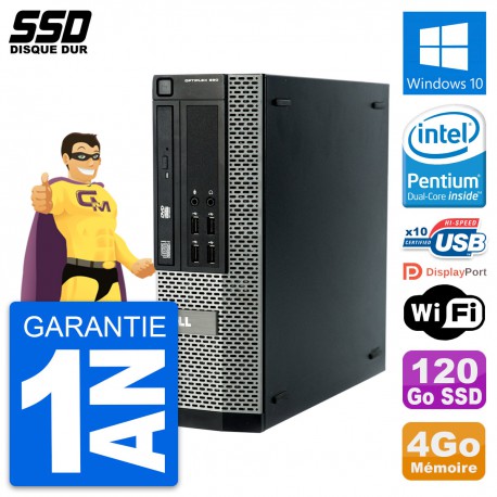 PC Dell OptiPlex 990 SFF Intel Pentium G840 RAM 4Go SSD 120Go Windows 10 Wifi