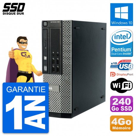 PC Dell OptiPlex 990 SFF Intel Pentium G840 RAM 4Go SSD 240Go Windows 10 Wifi