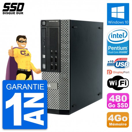 PC Dell OptiPlex 990 SFF Intel Pentium G840 RAM 4Go SSD 480Go Windows 10 Wifi