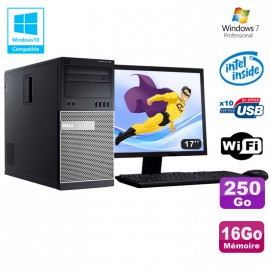 Lot PC Tour Dell 790 G630 2.7Ghz 16Go Disque 250Go DVD WIFI Win 7 + Ecran 17"
