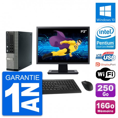 PC Dell 990 SFF Ecran 19" Intel G840 RAM 16Go Disque Dur 250Go Windows 10 Wifi