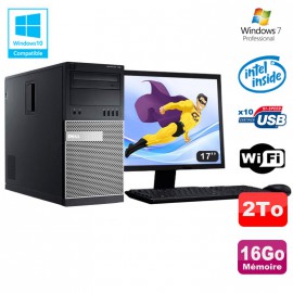 Lot PC Tour Dell 790 G630 2.7Ghz 16Go Disque 2000Go DVD WIFI Win 7 + Ecran 17"