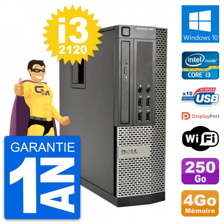 PC Dell OptiPlex 990 SFF Intel i3-2120 RAM 4Go Disque Dur 250Go Windows 10 Wifi