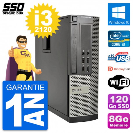 PC Dell OptiPlex 990 SFF Intel Core i3-2120 RAM 8Go SSD 120Go Windows 10 Wifi