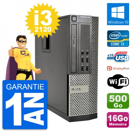 PC Dell OptiPlex 990 SFF Intel i3-2120 RAM 16Go Disque Dur 500Go Windows 10 Wifi