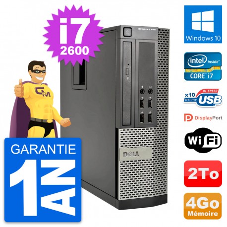 PC Dell OptiPlex 990 SFF Intel i7-2600 RAM 4Go Disque Dur 2To Windows 10 Wifi