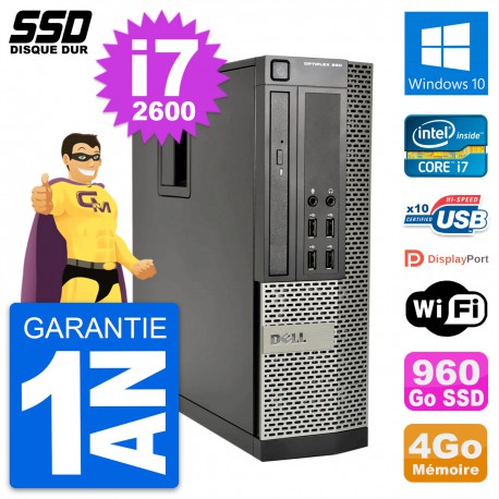 PC Dell OptiPlex 990 SFF Intel Core i7-2600 RAM 4Go SSD 960Go Windows 10 Wifi