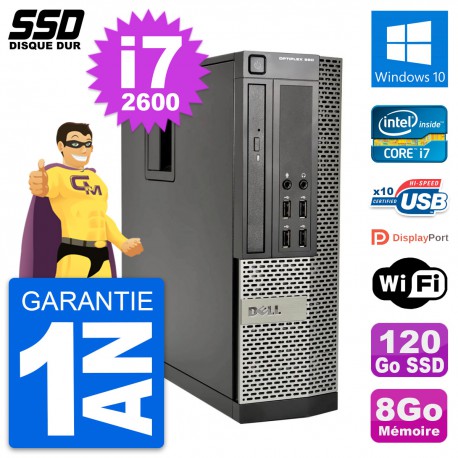 PC Dell OptiPlex 990 SFF Intel Core i7-2600 RAM 8Go SSD 120Go Windows 10 Wifi