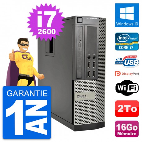 PC Dell OptiPlex 990 SFF Intel i7-2600 RAM 16Go Disque Dur 2To Windows 10 Wifi