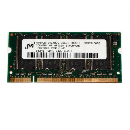 512Mo RAM PC Portable SODIMM Micron MT8VDDT6464HDG-335C1 DDR1 PC-2700 333MHz