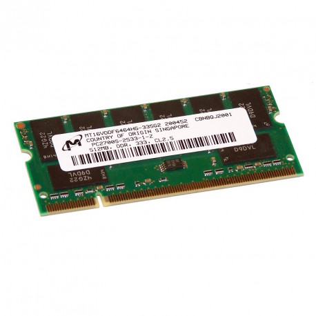 512Mo RAM PC Portable SODIMM Micron Tech MT16VDDF6464HG-335G2 DDR1 PC-2700 333MHz