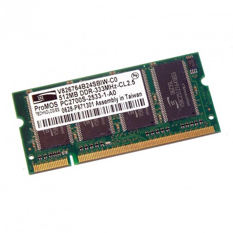 512Mo RAM PC Portable SODIMM ProMOS V826764B24SBIW-C0 DDR1 PC-2700 333MHz