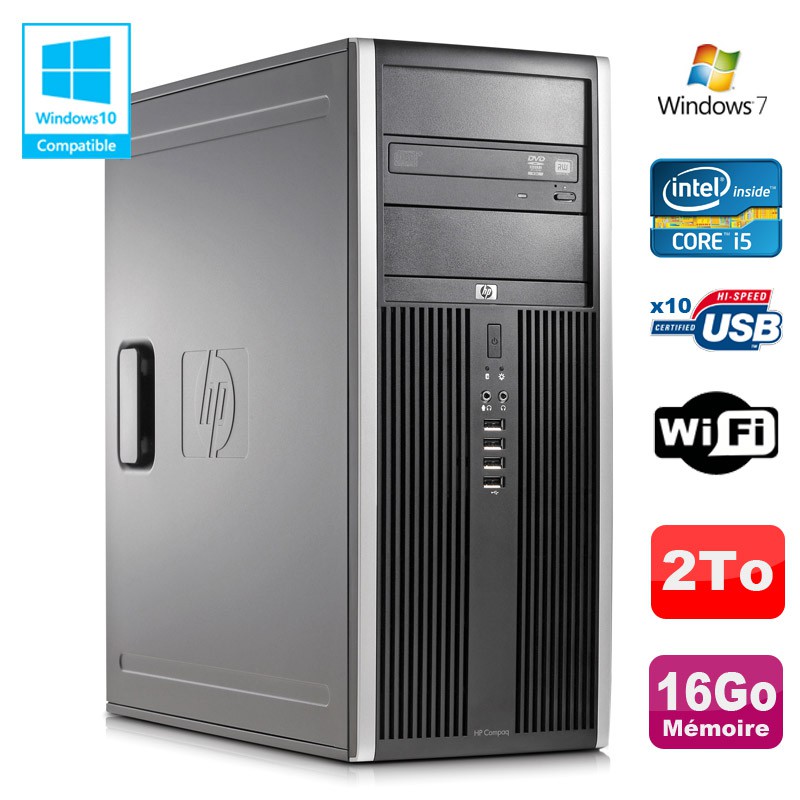 PC Tour HP Elite 8100 CMT Core I5-650 3.2Ghz 16Go Disque 2To 