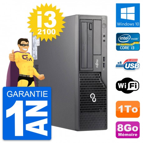 PC Fujitsu Esprimo E500 DT Intel i3-2100 RAM 8Go Disque Dur 1To Windows 10 Wifi