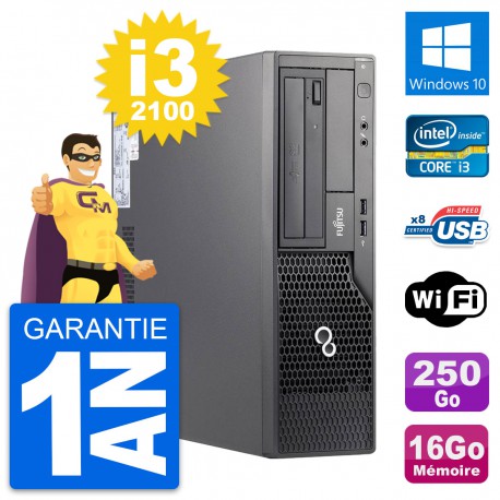 PC Fujitsu Esprimo E500 DT Intel i3-2100 RAM 16Go Disque 250Go Windows 10 Wifi