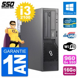 PC Fujitsu Esprimo E500 E85+ DT Intel i3-2100 RAM 16Go SSD 960Go Windows 10 Wifi