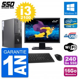 PC Fujitsu E500 E85+ DT Ecran 22" i3-2100 RAM 16Go SSD 240Go Windows 10 Wifi