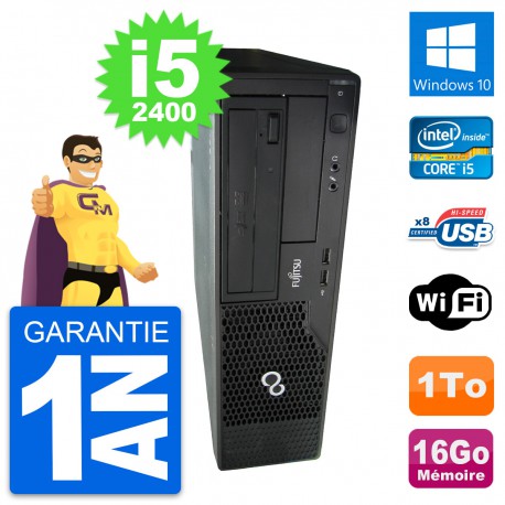 PC Fujitsu Esprimo E500 DT Intel i5-2400 RAM 16Go Disque Dur 1To Windows 10 Wifi
