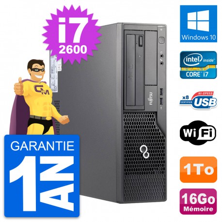 PC Fujitsu Esprimo E500 DT Intel i7-2600 RAM 16Go Disque Dur 1To Windows 10 Wifi