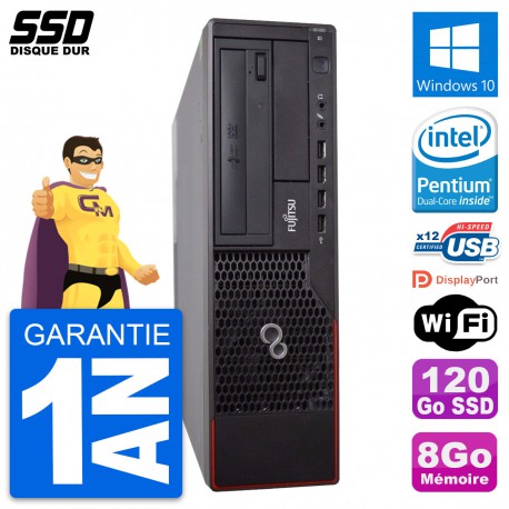 PC Fujitsu Esprimo E700 E90+ DT Intel G630 RAM 8Go SSD 120Go Windows 10 Wifi