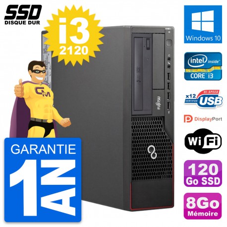 PC Fujitsu Esprimo E700 E90+ DT Intel i3-2120 RAM 8Go SSD 120Go Windows 10 Wifi