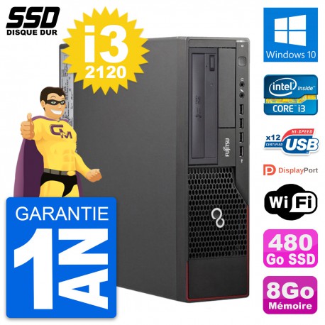 PC Fujitsu Esprimo E700 E90+ DT Intel i3-2120 RAM 8Go SSD 480Go Windows 10 Wifi
