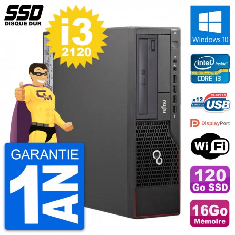 PC Fujitsu Esprimo E700 E90+ DT Intel i3-2120 RAM 16Go SSD 120Go Windows 10 Wifi