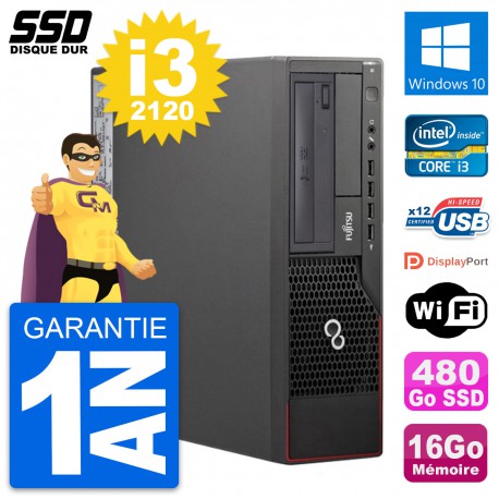 PC Fujitsu Esprimo E700 E90+ DT Intel i3-2120 RAM 16Go SSD 480Go Windows 10 Wifi