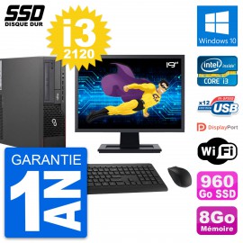 PC Fujitsu E700 E90+ DT Ecran 19" Core i3-2120 RAM 8Go SSD 960Go Windows 10 Wifi