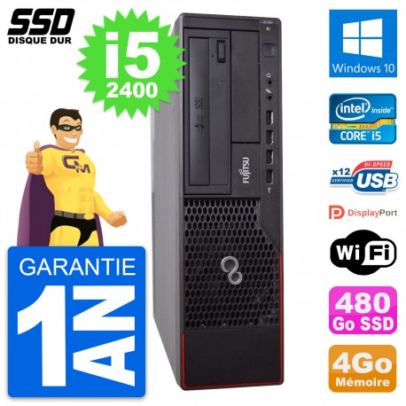 PC Fujitsu Esprimo E700 E90+ DT Intel i5-2400 RAM 4Go SSD 480Go Windows 10 Wifi
