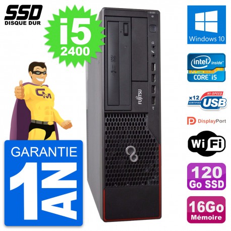 PC Fujitsu Esprimo E700 E90+ DT Intel i5-2400 RAM 16Go SSD 120Go Windows 10 Wifi