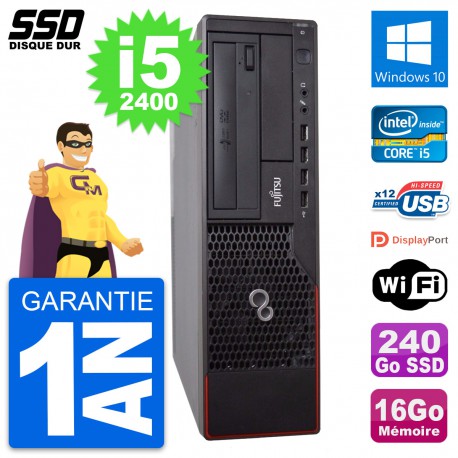 PC Fujitsu Esprimo E700 E90+ DT Intel i5-2400 RAM 16Go SSD 240Go Windows 10 Wifi