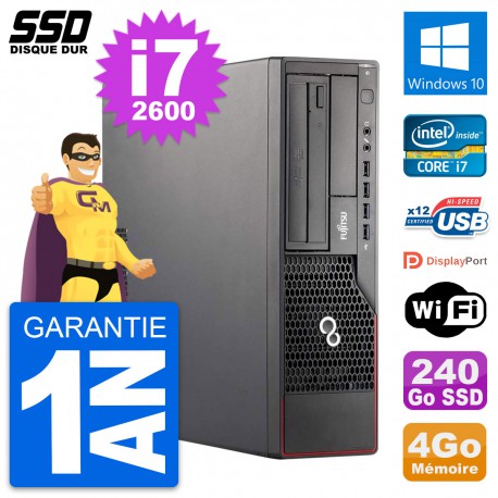 PC Fujitsu Esprimo E700 E90+ DT Intel i7-2600 RAM 4Go SSD 240Go Windows 10 Wifi