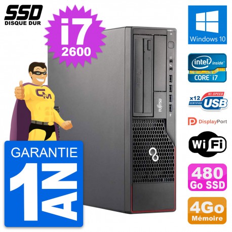 PC Fujitsu Esprimo E700 E90+ DT Intel i7-2600 RAM 4Go SSD 480Go Windows 10 Wifi