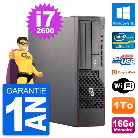 PC Fujitsu Esprimo E700 DT Intel i7-2600 RAM 16Go Disque Dur 1To Windows 10 Wifi