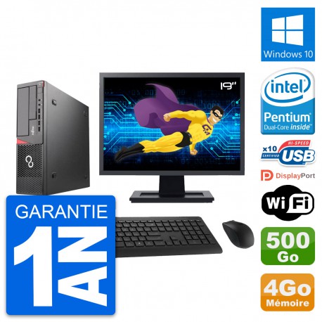 PC Fujitsu E720 DT Ecran 19" Intel G3220 RAM 4Go Disque 500Go Windows 10 Wifi