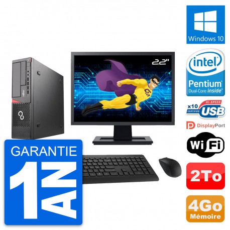PC Fujitsu E720 DT Ecran 22" Intel G3220 RAM 4Go Disque Dur 2To Windows 10 Wifi