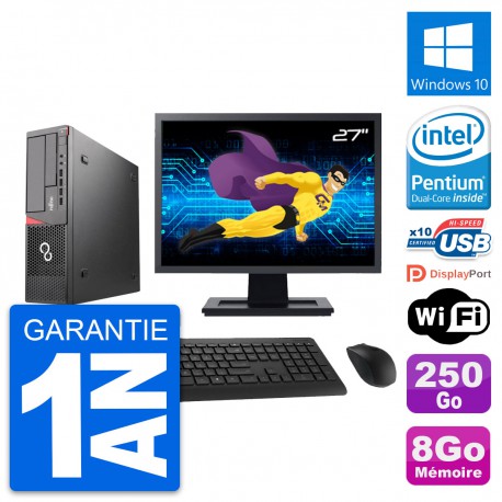 PC Fujitsu E720 DT Ecran 27" Intel G3220 RAM 8Go Disque 250Go Windows 10 Wifi