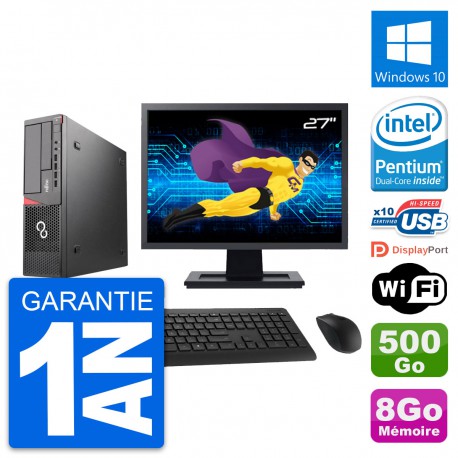 PC Fujitsu E720 DT Ecran 27" Intel G3220 RAM 8Go Disque 500Go Windows 10 Wifi