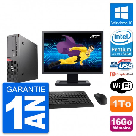 PC Fujitsu E720 DT Ecran 27" Intel G3220 RAM 16Go Disque Dur 1To Windows 10 Wifi