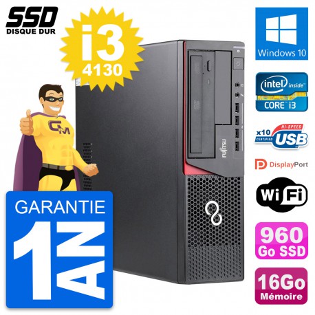 PC Fujitsu Esprimo E720 E85+ DT Intel i3-4130 RAM 16Go SSD 960Go Windows 10 Wifi