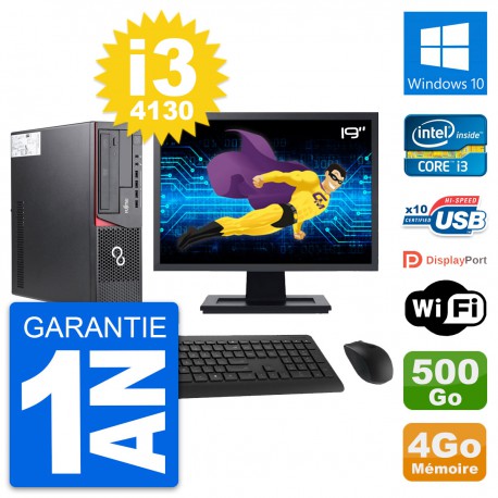 PC Fujitsu E720 DT Ecran 19" Intel i3-4130 RAM 4Go Disque 500Go Windows 10 Wifi