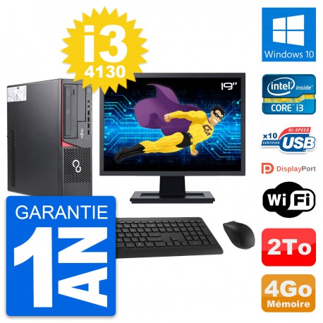 PC Fujitsu E720 DT Ecran 19" Intel i3-4130 RAM 4Go Disque 2To Windows 10 Wifi