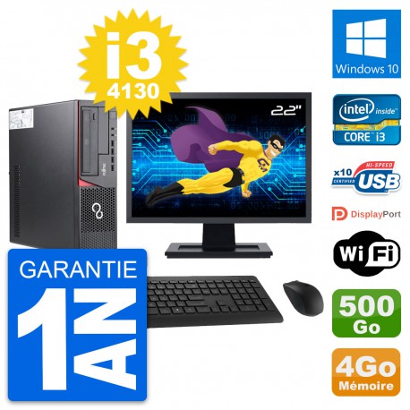 PC Fujitsu E720 DT Ecran 22" Intel i3-4130 RAM 4Go Disque 500Go Windows 10 Wifi