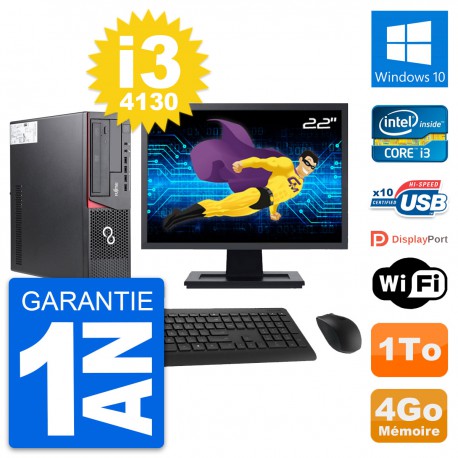 PC Fujitsu E720 DT Ecran 22" Intel i3-4130 RAM 4Go Disque 1To Windows 10 Wifi