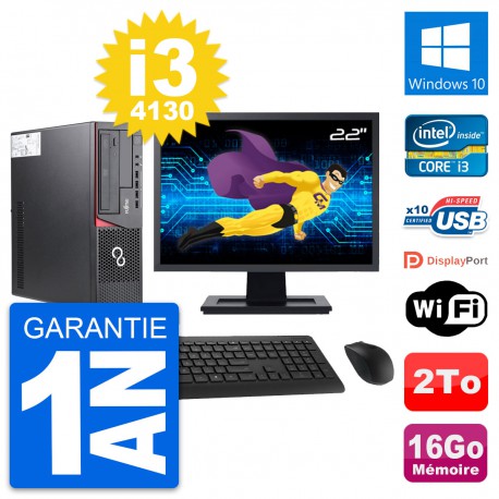 PC Fujitsu E720 DT Ecran 22" Intel i3-4130 RAM 16Go Disque 2To Windows 10 Wifi