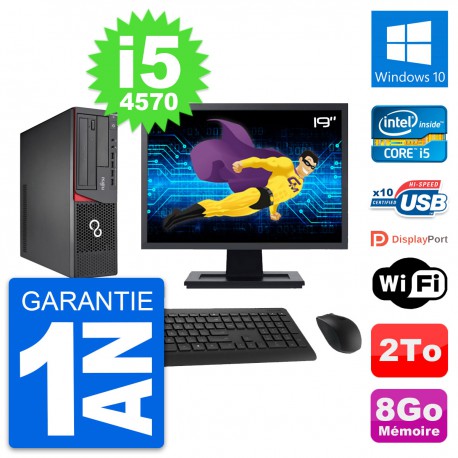 PC Fujitsu E720 DT Ecran 19" Intel i5-4570 RAM 8Go Disque 2To Windows 10 Wifi