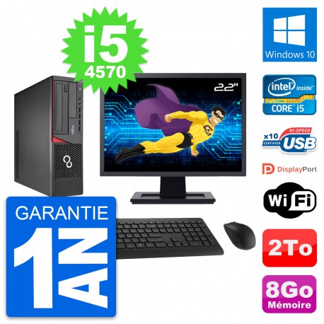 PC Fujitsu E720 DT Ecran 22" Intel i5-4570 RAM 8Go Disque 2To Windows 10 Wifi